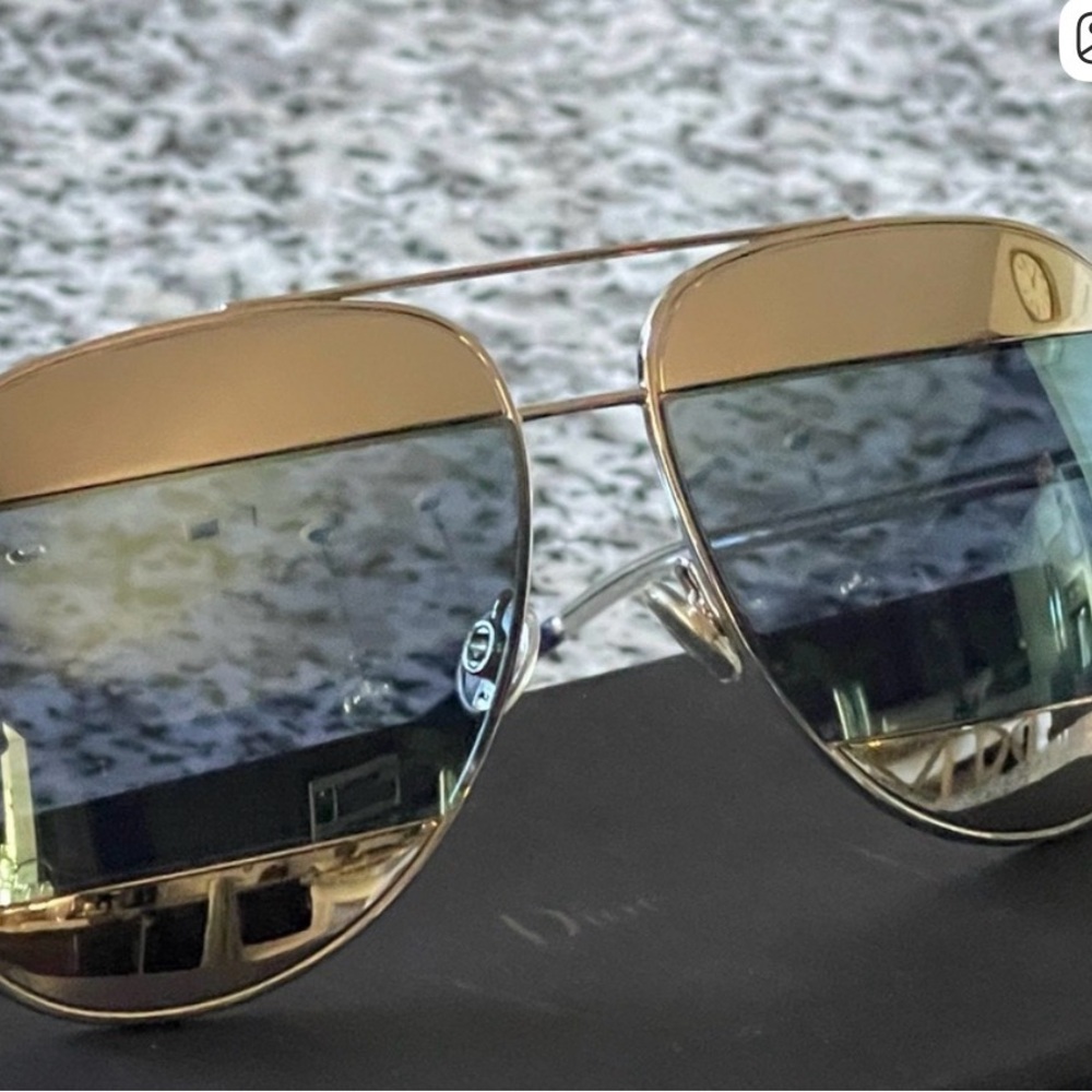 Dior Gold and Silver Aviator Sunglasses - Picture 5 of 12